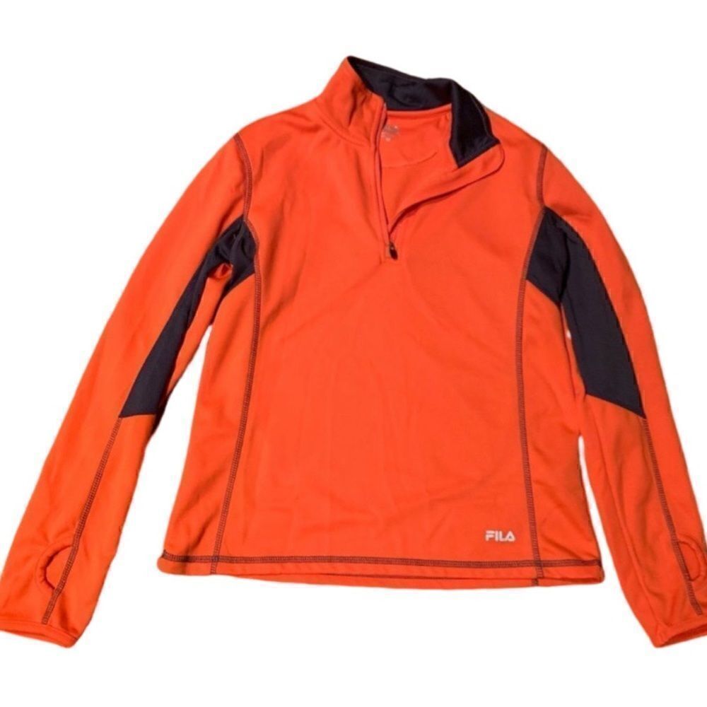 XS FILA Orange and Dark Grey 1/4 Zip Pullover